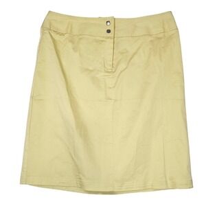 Dina K Womens Size 14 Pale Yellow Cotton Stretch A-Line Knee Length Skirt